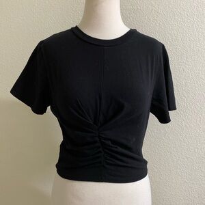 Lulus Black Twisted Crop T Shirt Medium